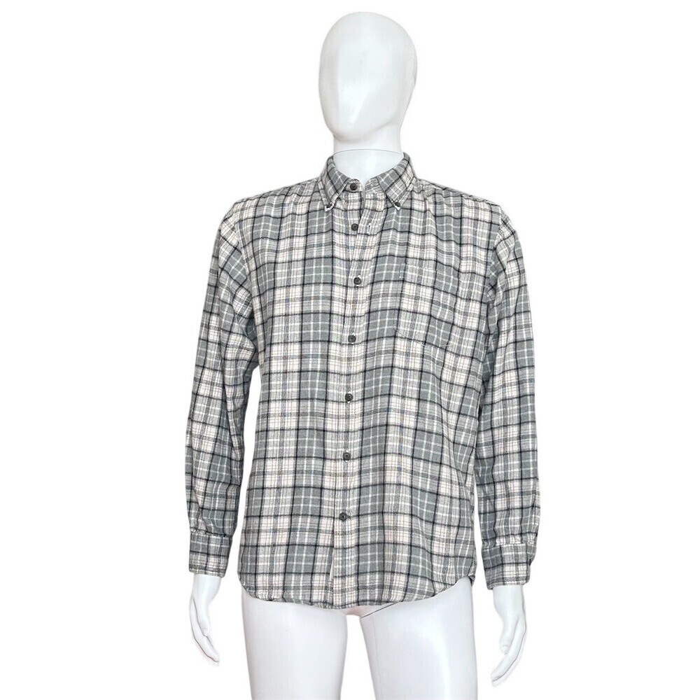 St. John's Bay Shirt Men's M Gray White Plaid Classic Fit Button-Down - Picture 8 of 9